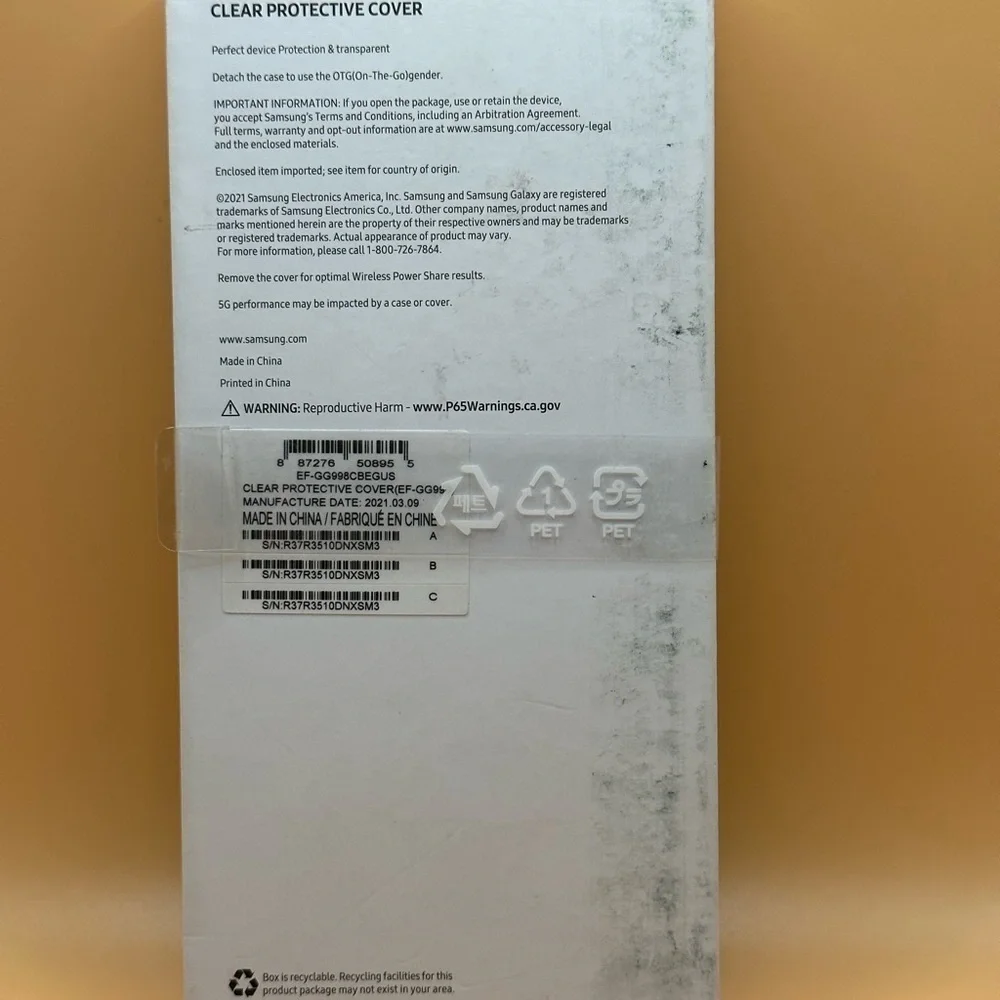 New Samsung galaxy black clear protective cover for S 21 ultra 5G